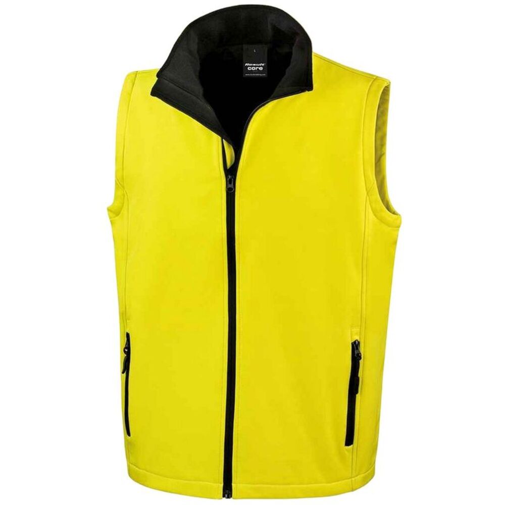 Result Mens Core Printable Soft Shell Bodywarmer / Yellow/Black